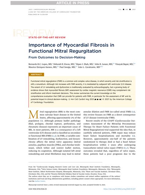 Importance of Myocardial Fibrosis in Functional Mitral 